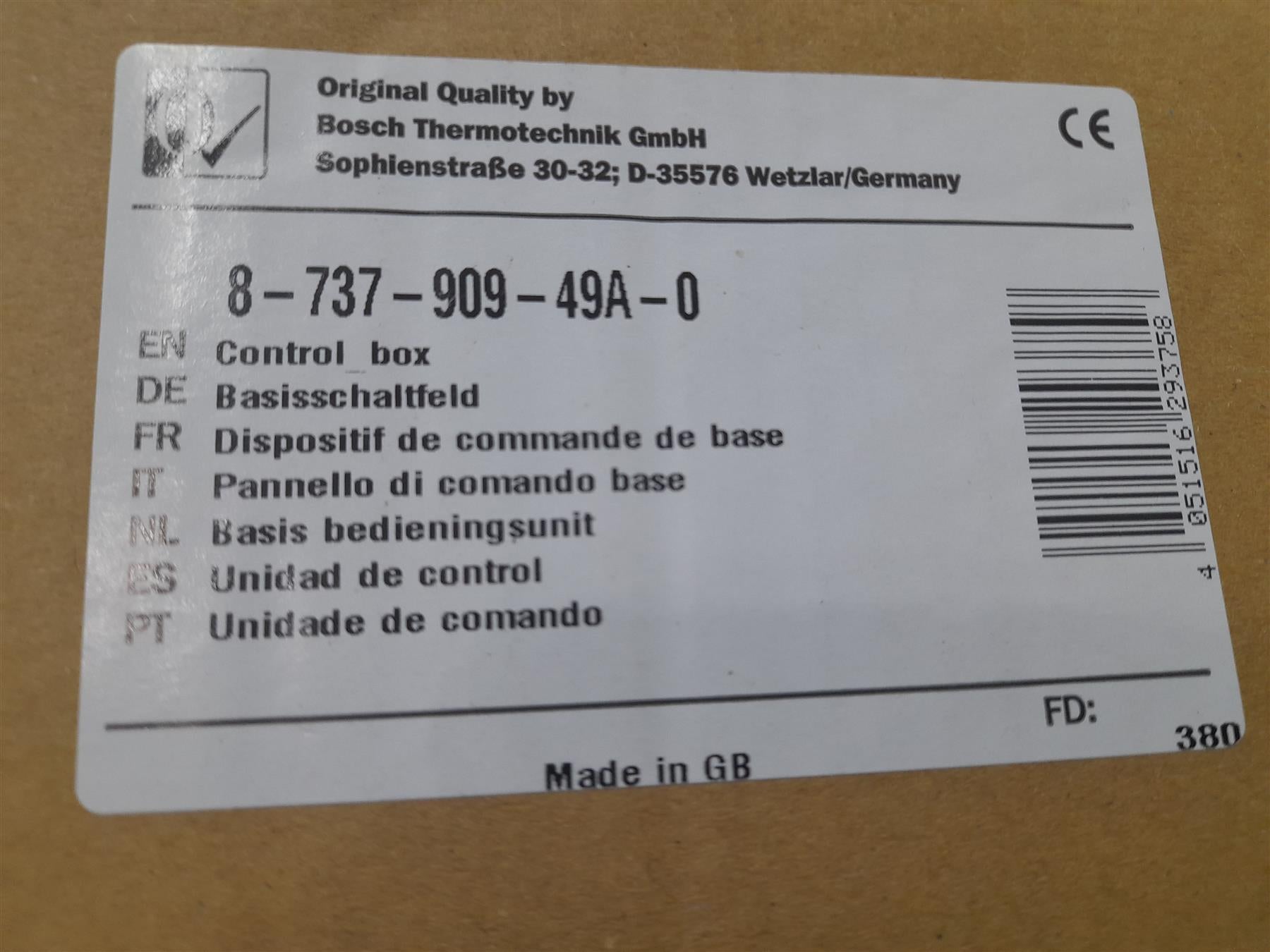 Worcester Greenstar Control Box 873790949A0