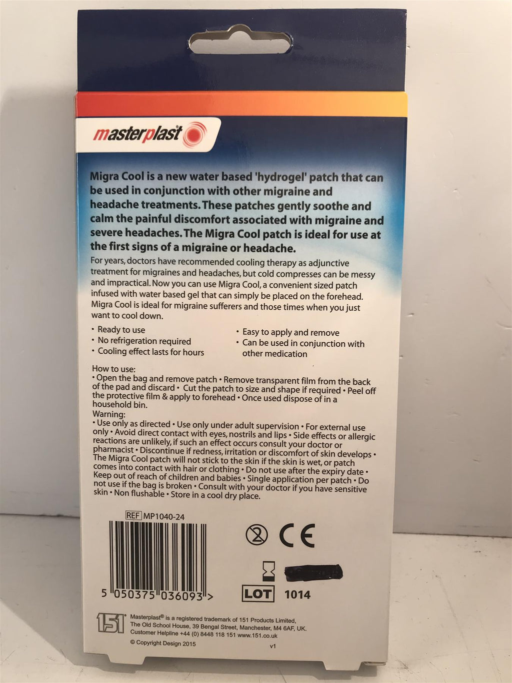 Masterplast Migra Cool Patches Instant Relief Migrane & Headache 3 Patches