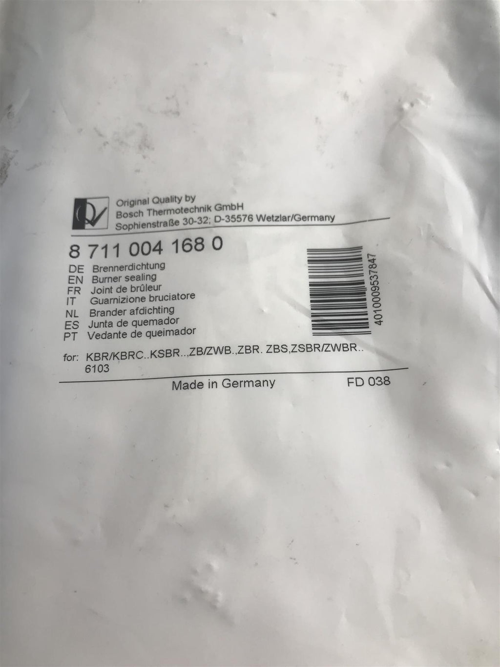 Worcester Bosch Burner Sealing 87110041680