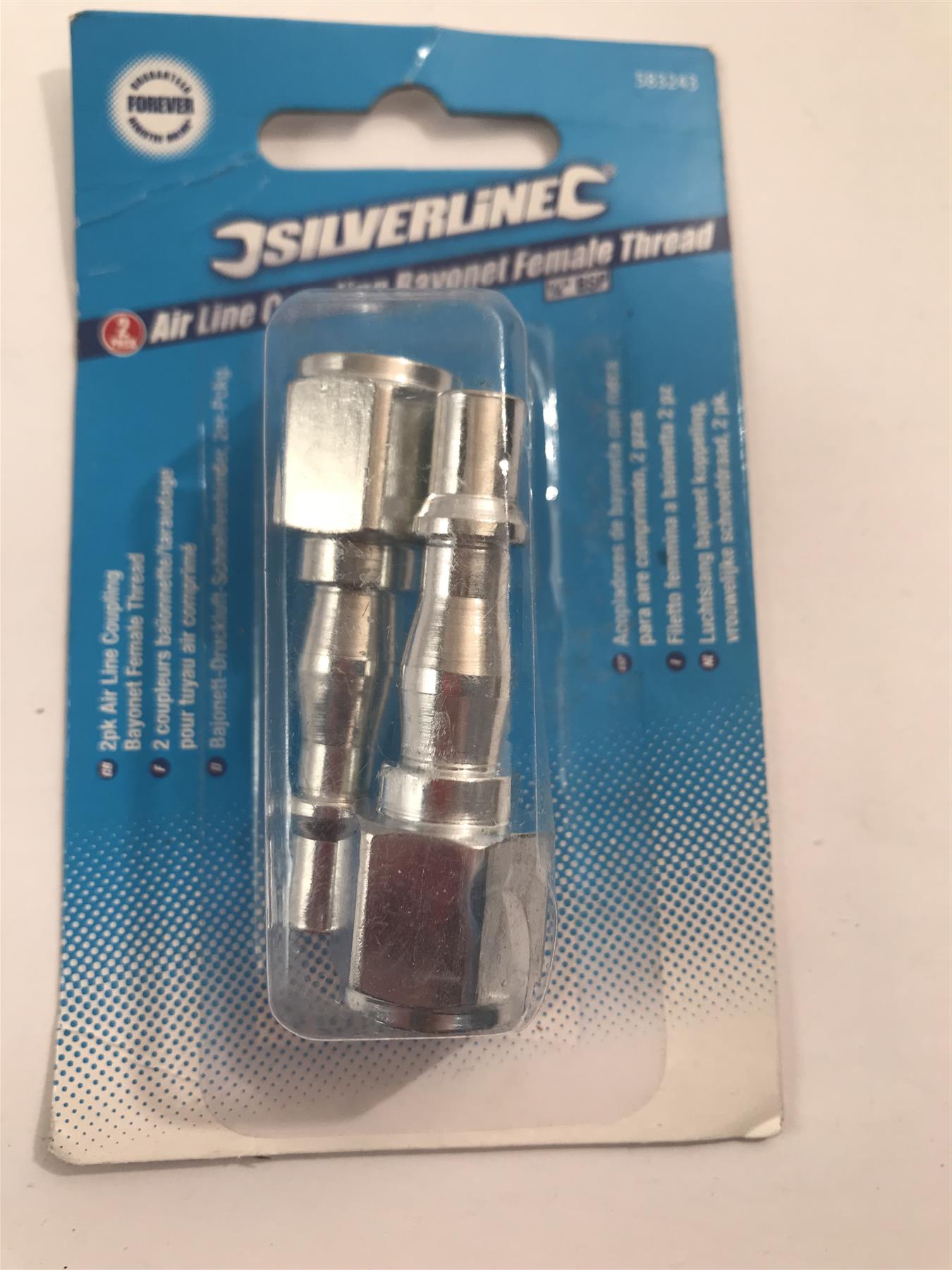 Silverline Air Line Coupling Bayonet Female Thread 1/4" BSP 2 Pk 583243