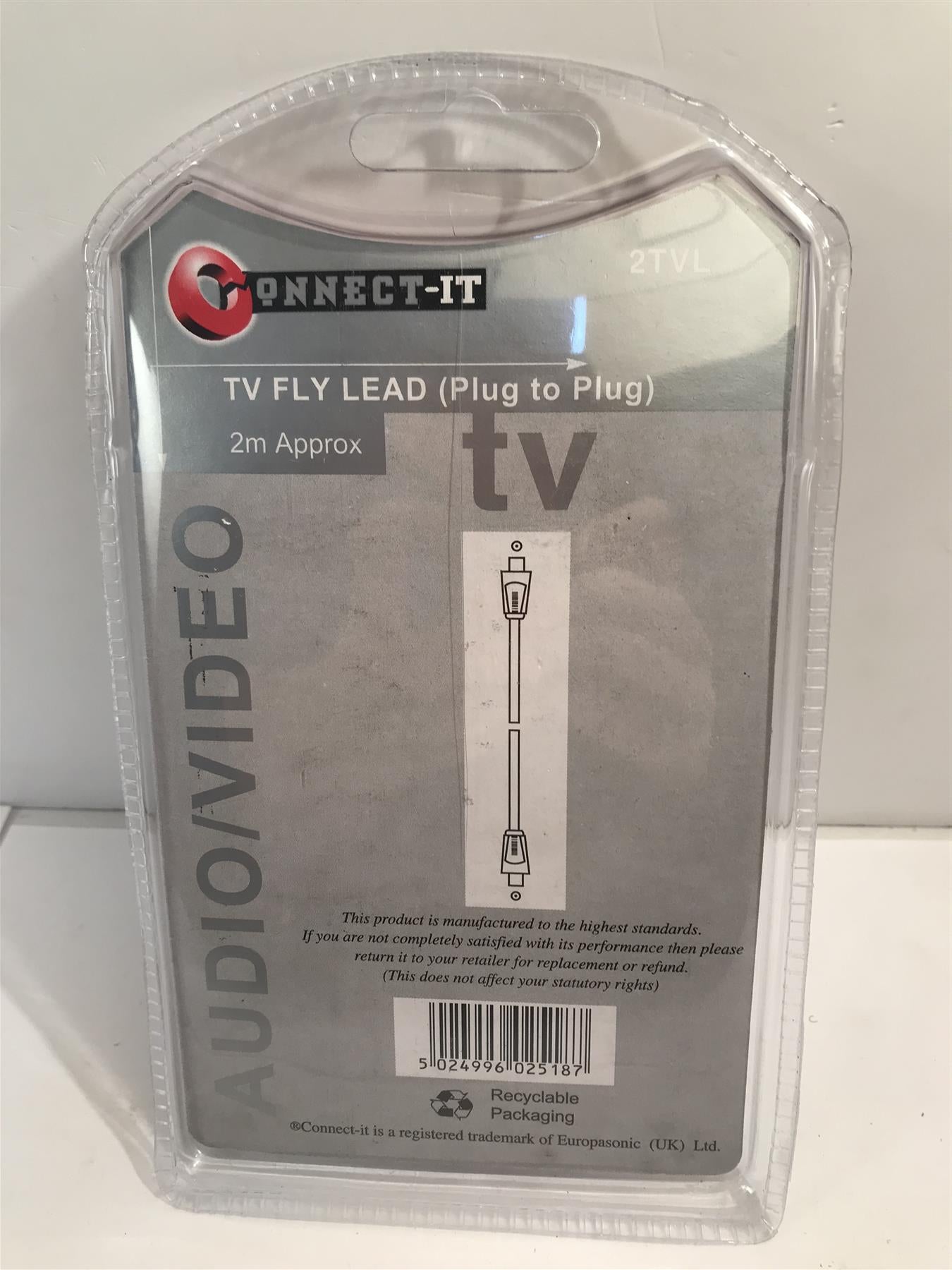 Connect-It TV Fly Lead (Plug to Plug) 2m  2TVL