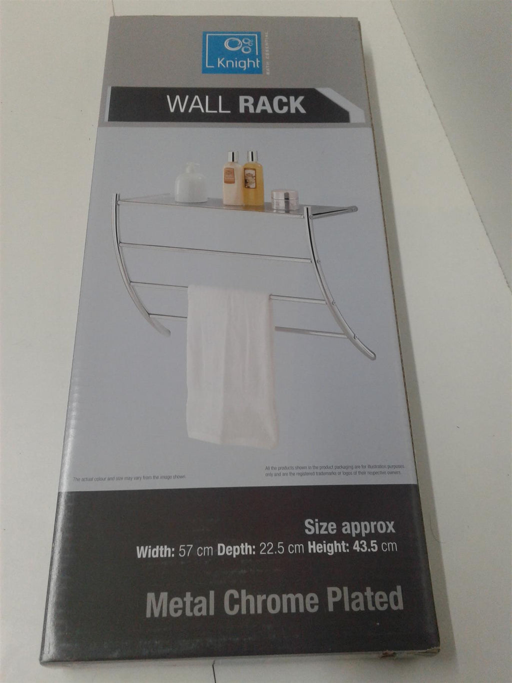 Knight Chrome Plated Wall Rack with Shelf and 3 Towel Holders 57x22.5x43.5cm