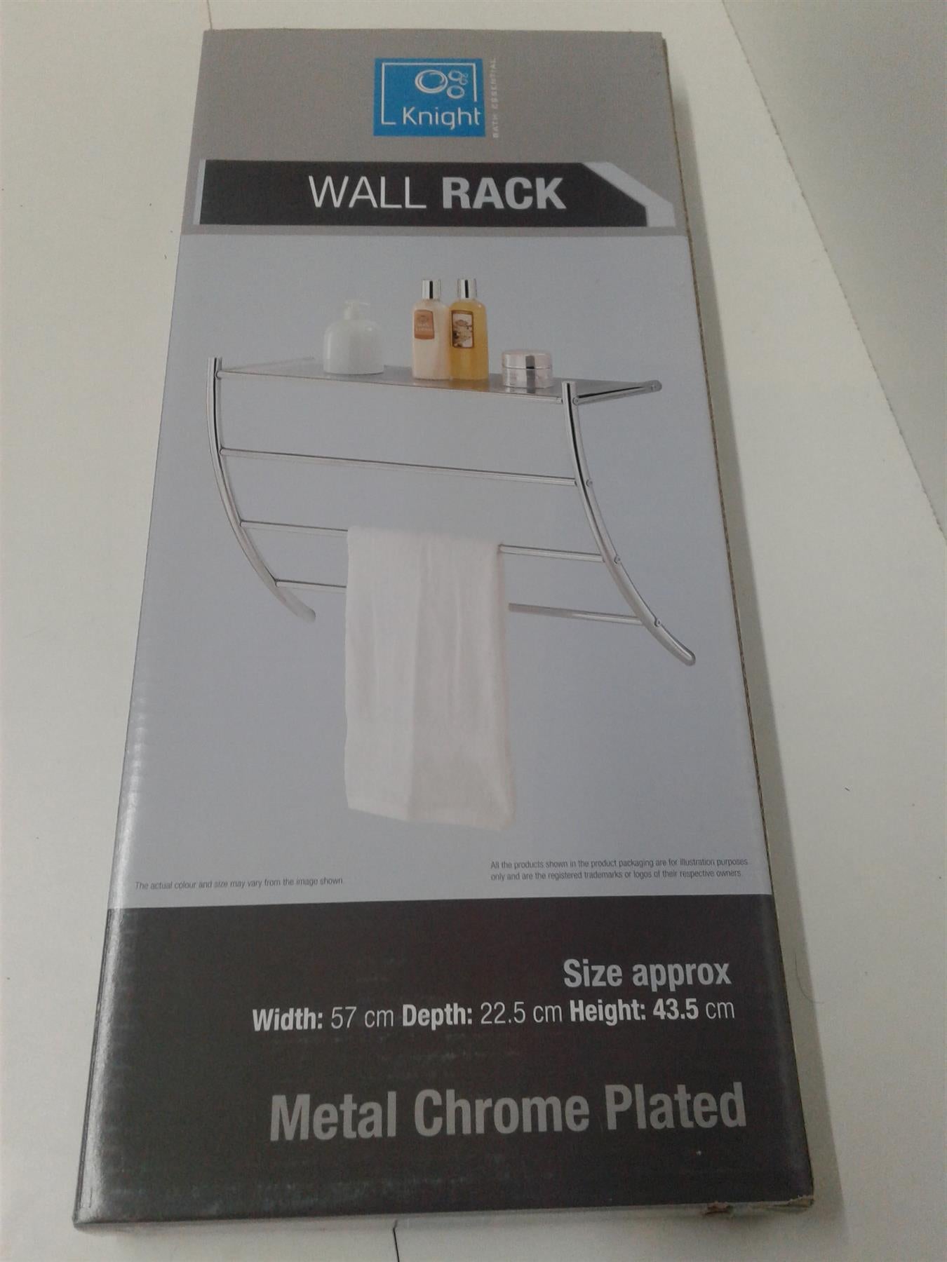 Knight Chrome Plated Wall Rack with Shelf and 3 Towel Holders 57x22.5x43.5cm