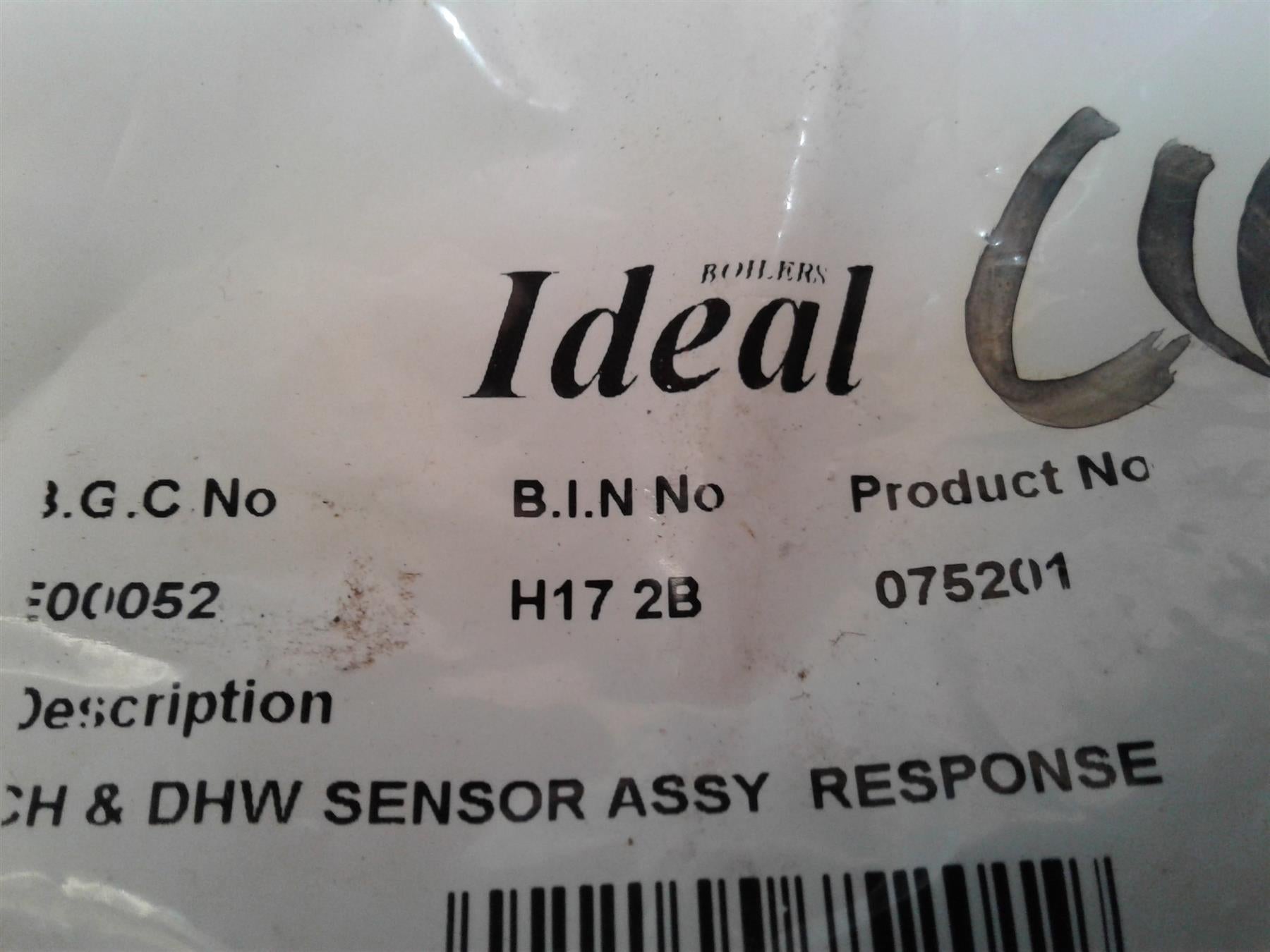 NEW IDEAL RESPONSE CH & DHW SENSOR BOILER WATER 075201