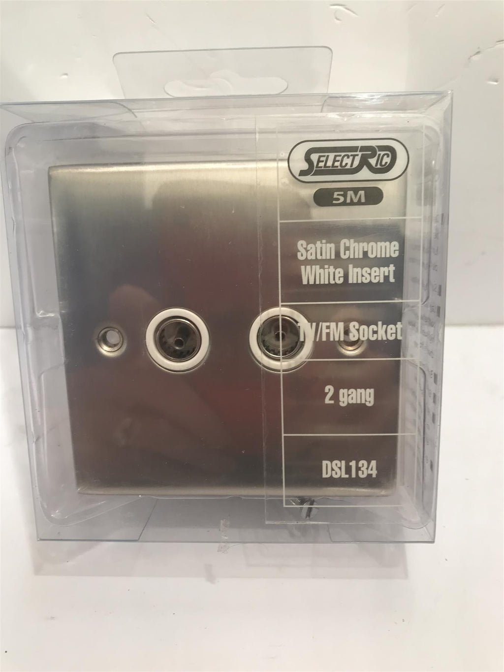 Satin Chrome White Insert TV/FM Socket 2 Gang DSL134