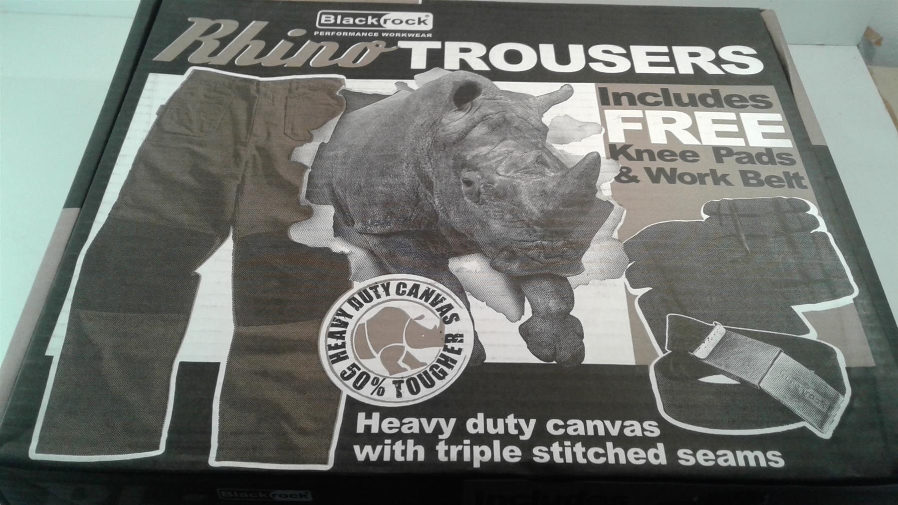 Blackrock Rhino Trousers Heavy Duty Cargo Style 34"R with Knee Pad and Belt