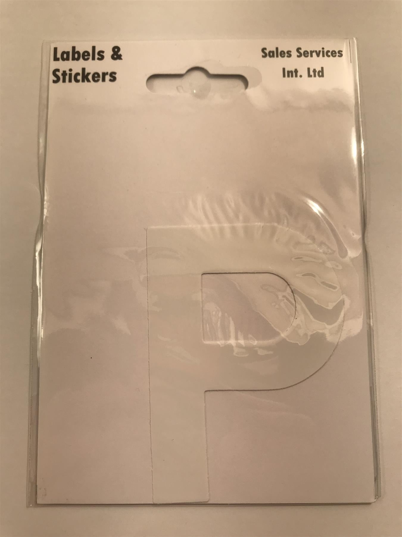 White Letter P Self  Adhesive Waterproof Sticker 8 x 6cm