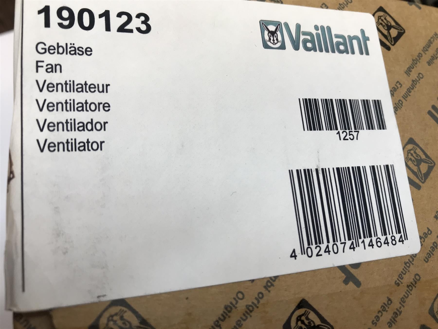 NEW VAILLANT 190123 FAN ASSEMBLY