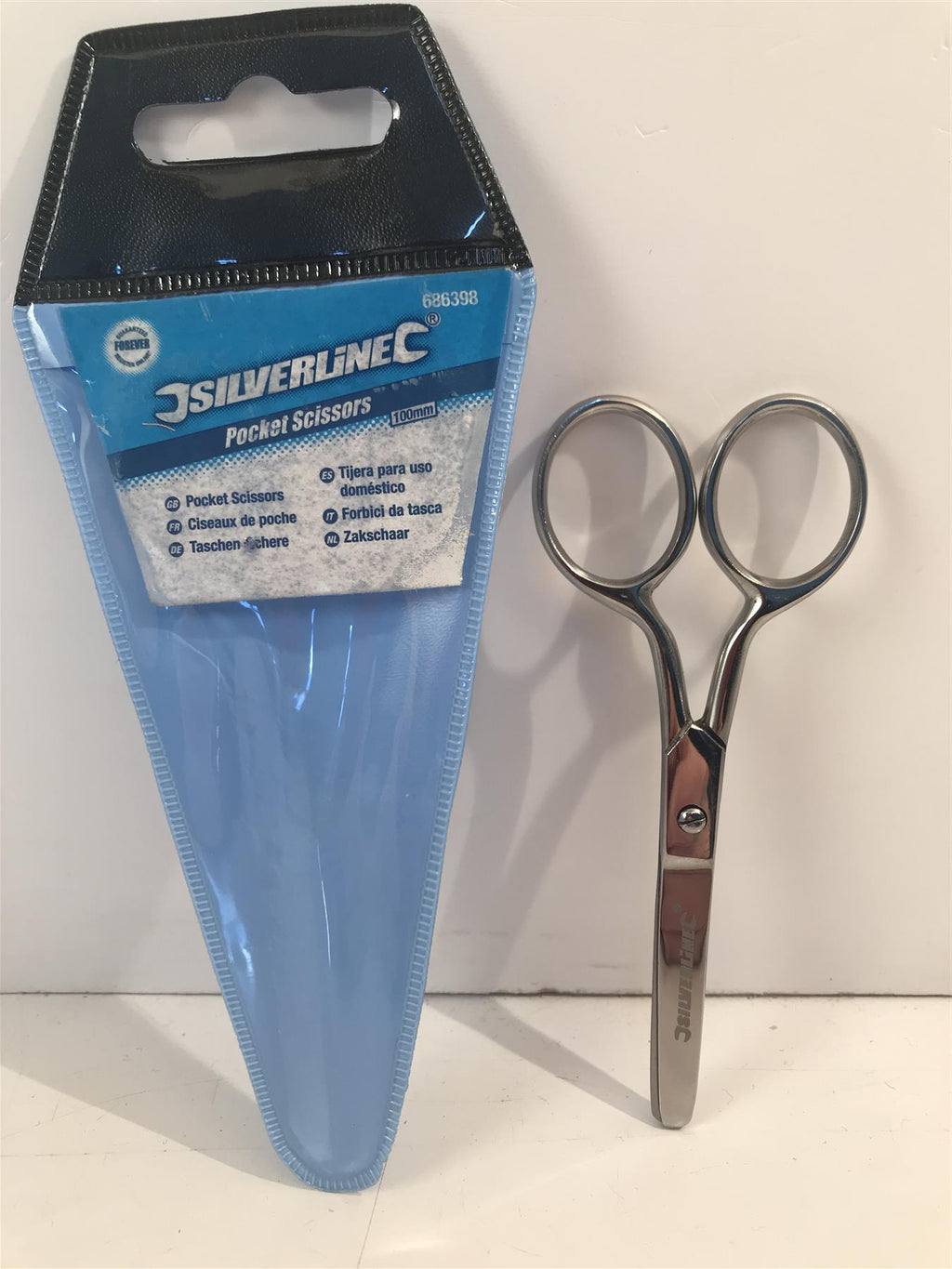Silverline 100mm Pocket Scissors Stainless Steel Home Office 686398