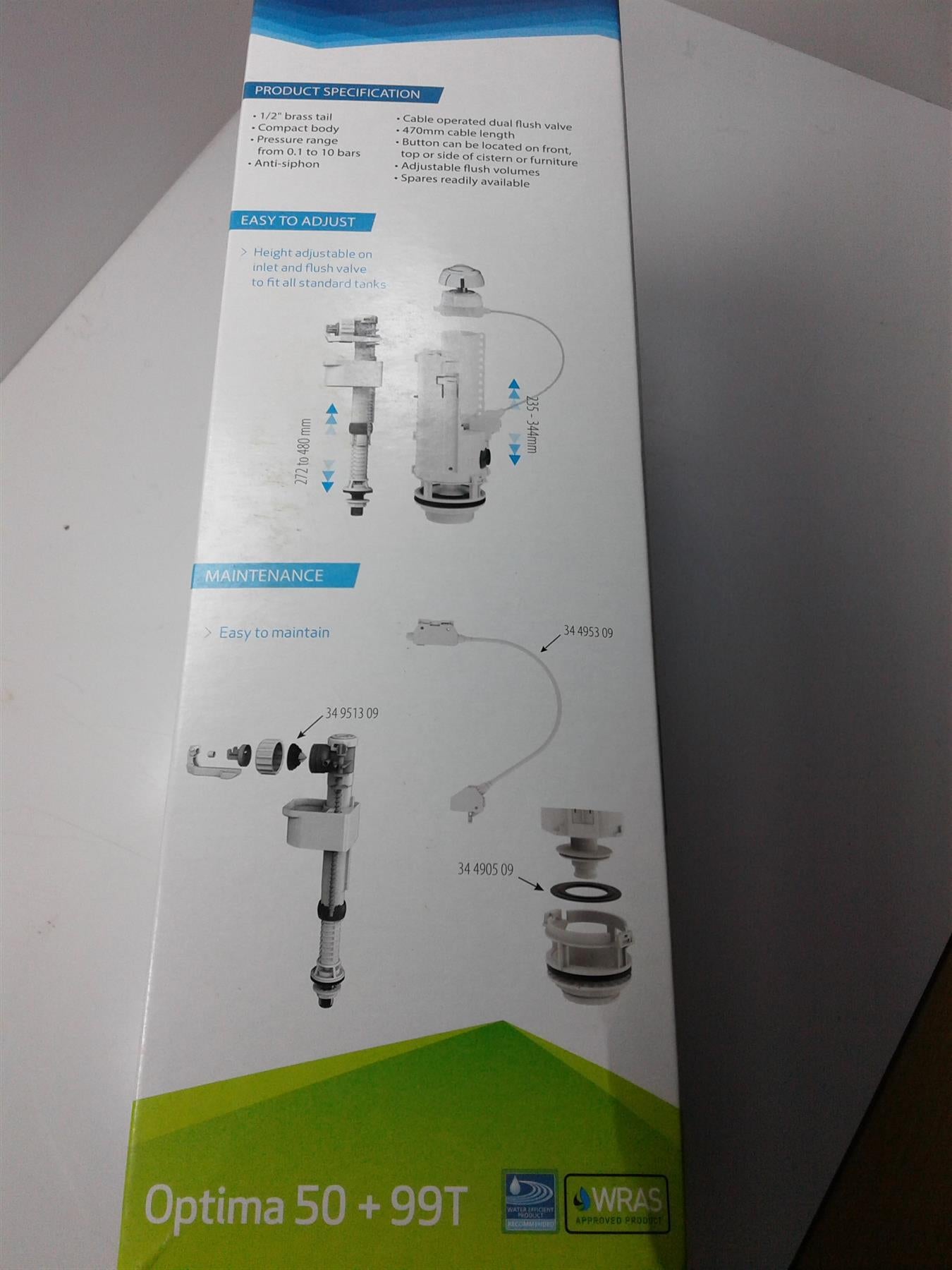 New Siamp Deluxe Optima Dual Flush Valve Button & Inlet Valve