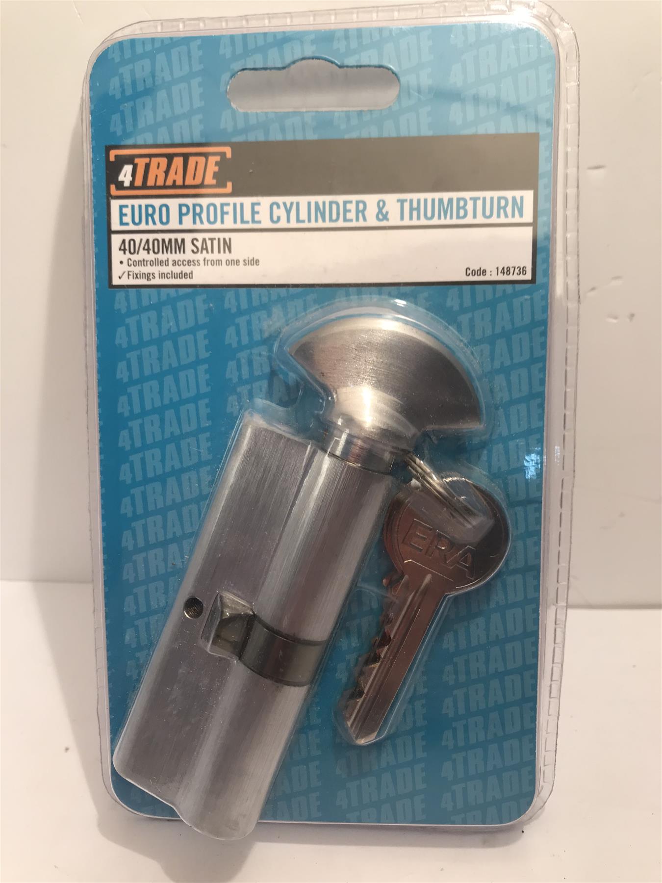 4trade Euro Profile Cylinder & Thumbturn 40/40 mm Satin 2 keys 148736