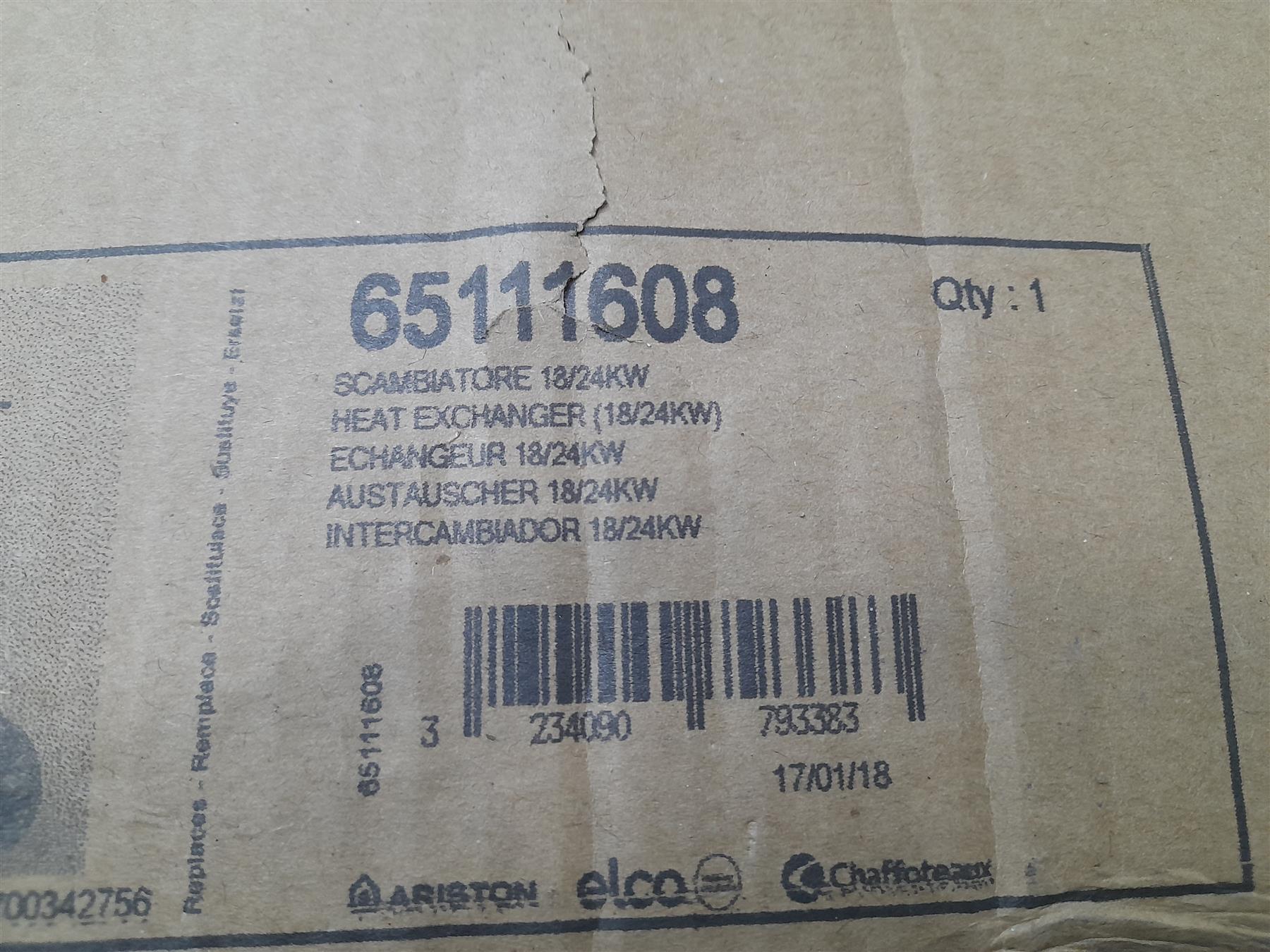 ARISTON PRIMARY EXCHANGER 18/24KW 65111608
