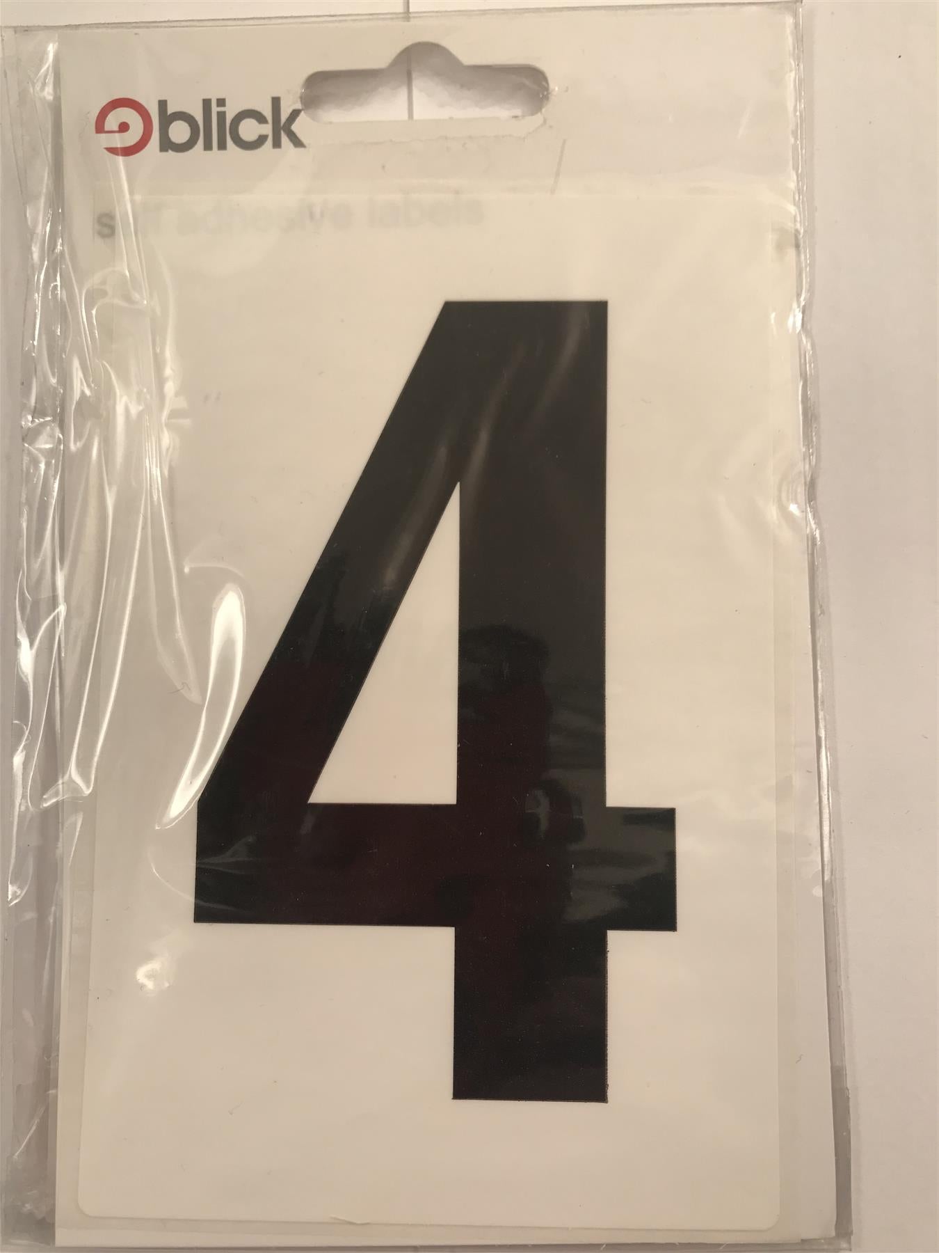 Blick Wheelie Bin Number 4 Black on White Self Adhesive Label 5" x 3 1/2"