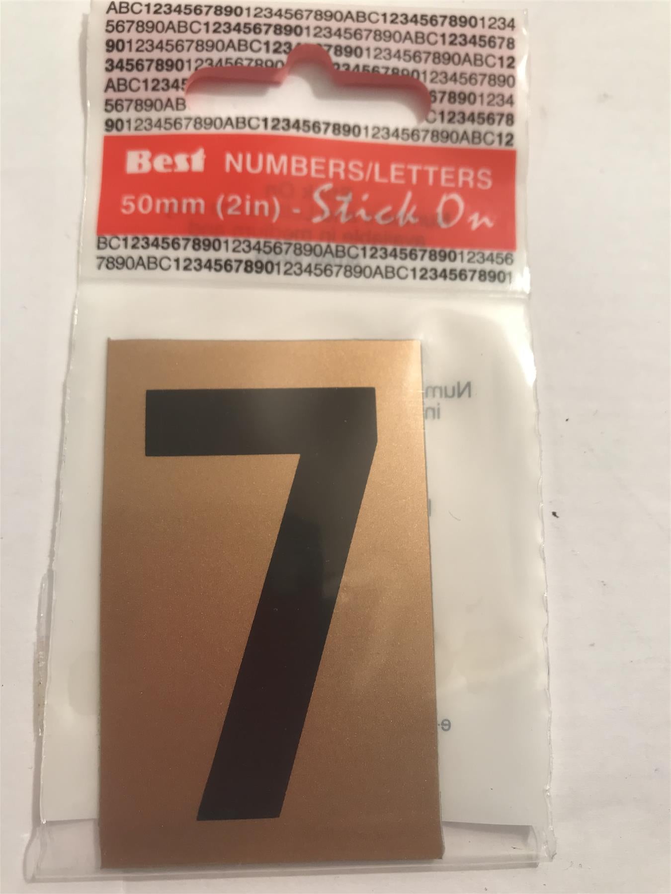 Gold/Black Number 7 Self Adhesive 1" x 2"