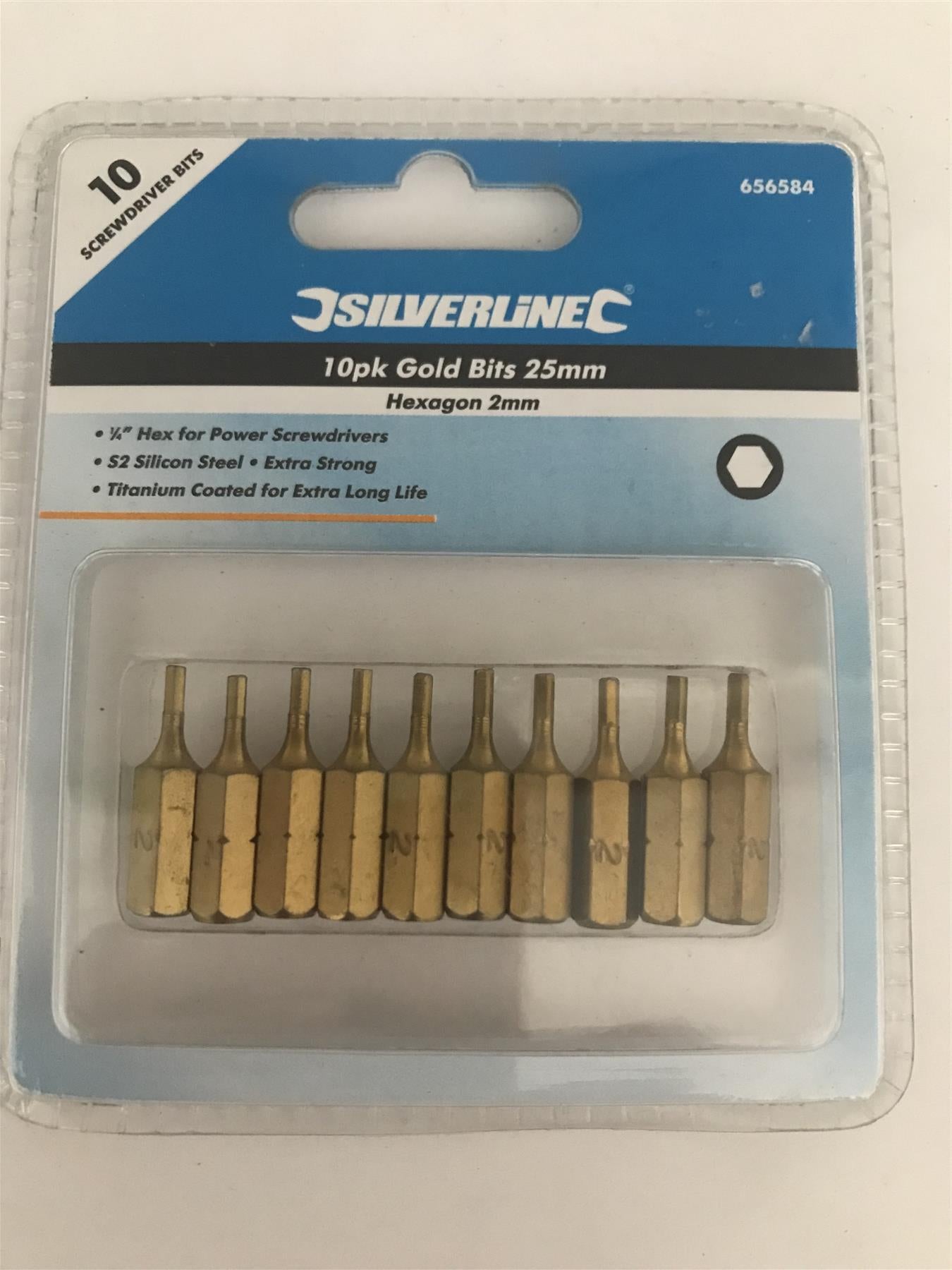 Silverline 10pk Gold Bits 25mm 3/4" Hex  656584