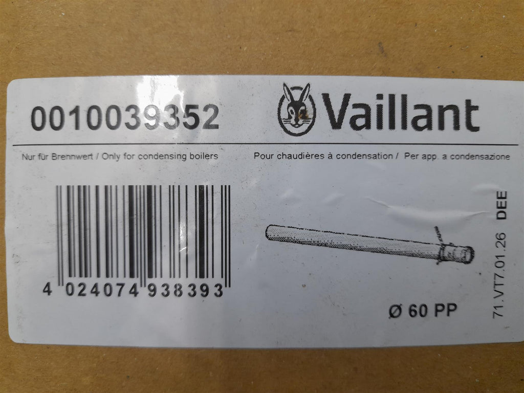 Vaillant 0010039352 extention pipe for plume kit white