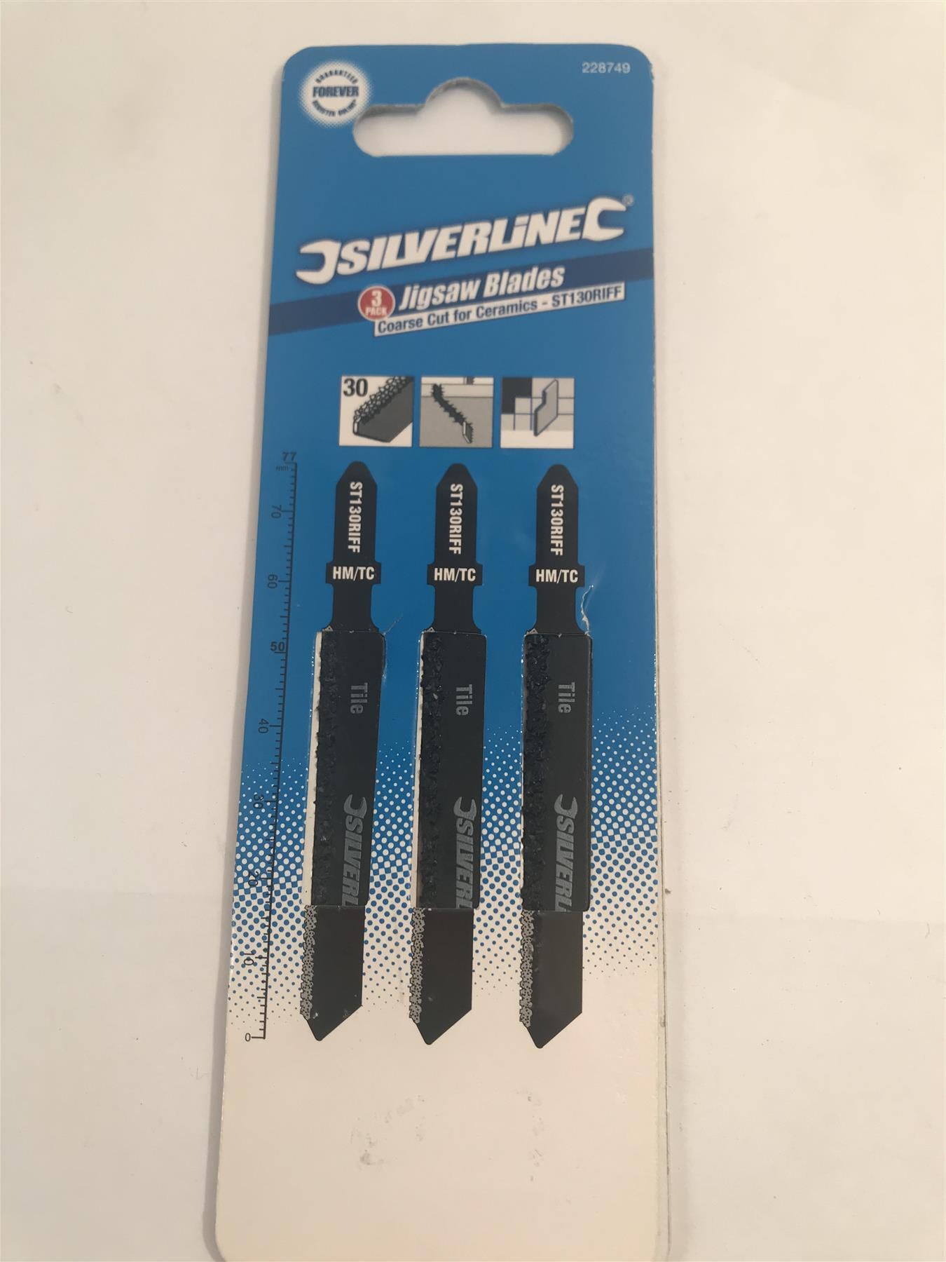 Silverline 3 Pack Jigsaw Blades Coarse Cut for Ceramics ST130RIFF 228749