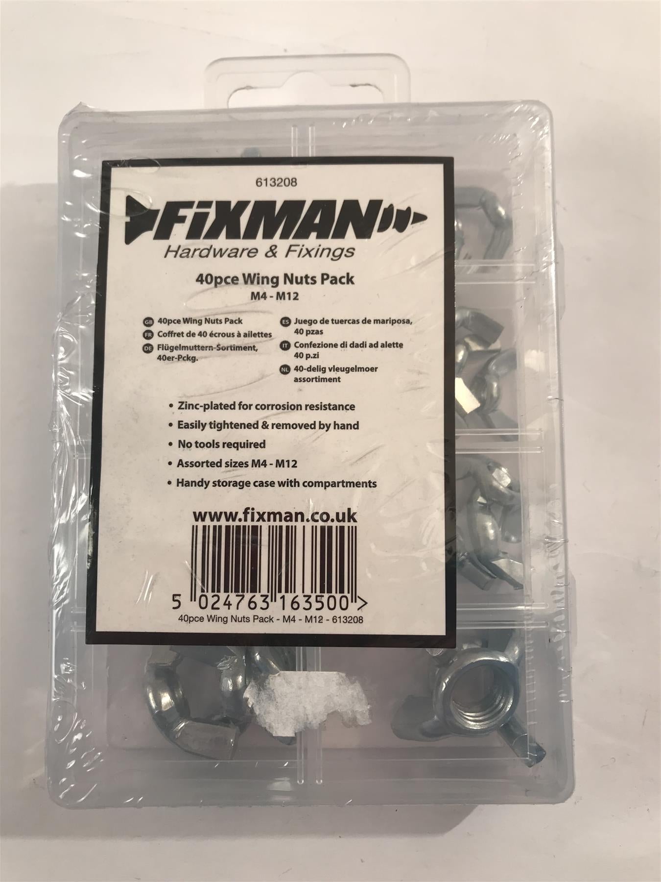 Fixman 613208 Assorted Wing Nuts Pack 40 Piece M4 - M12