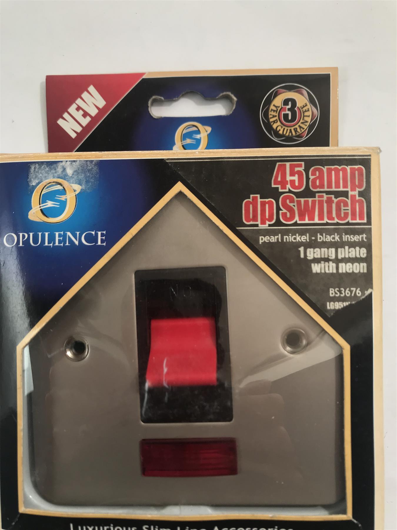 Opulence 45 amp DP Switch 1 Gang Neon Pearl/Nickel Black Insert  LG951N-FPNB