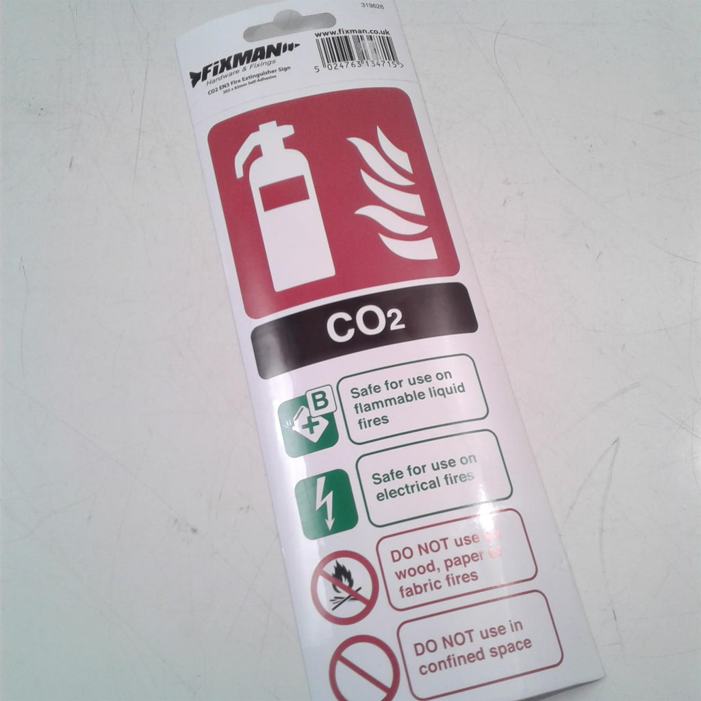 CO2 EN3 Fire Extinguisher Sign 202 x 82mm Self Adhesive
