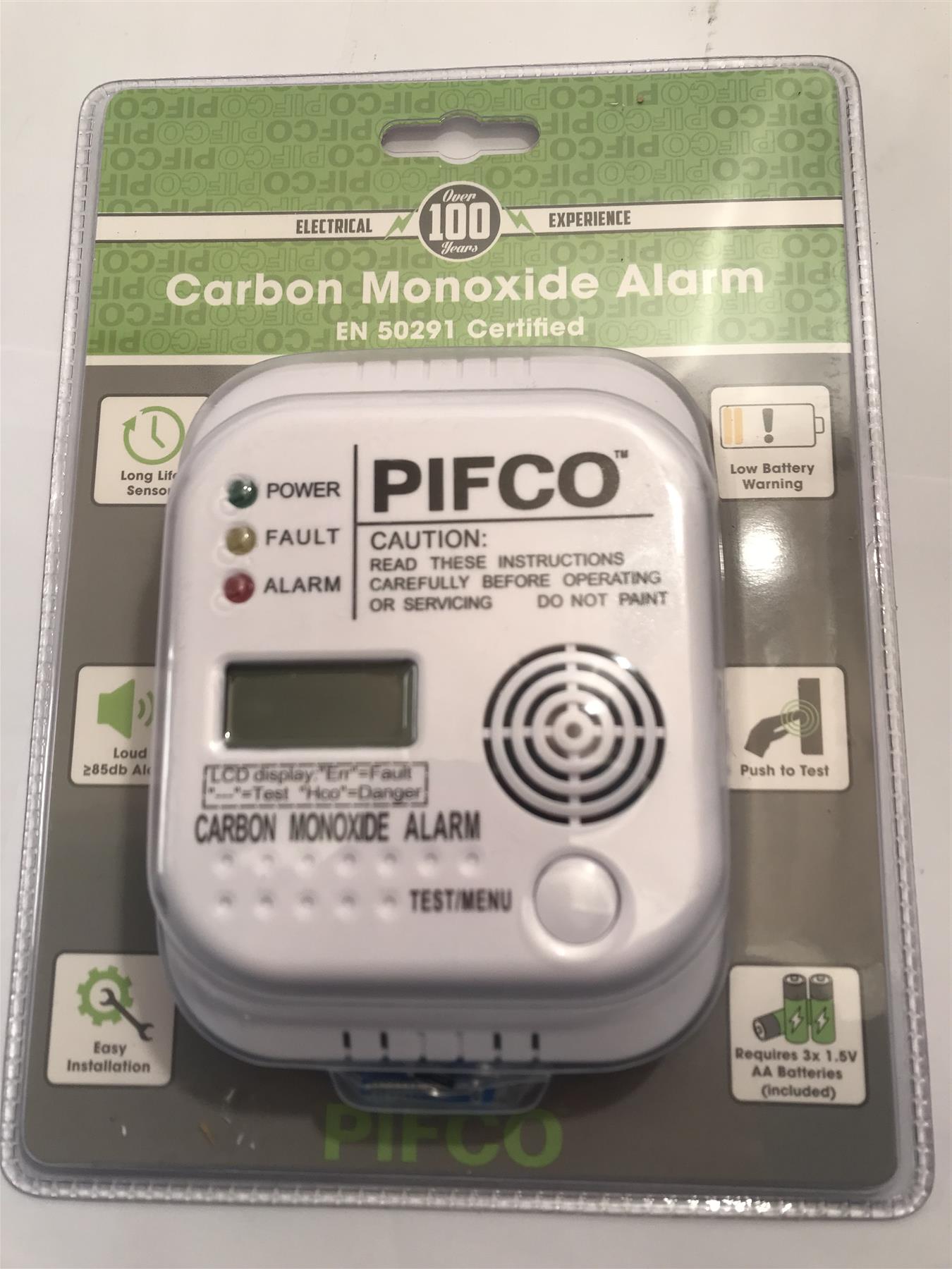 Pifco Carbon Monoxide Alarm with Digital LCD Display EN50291