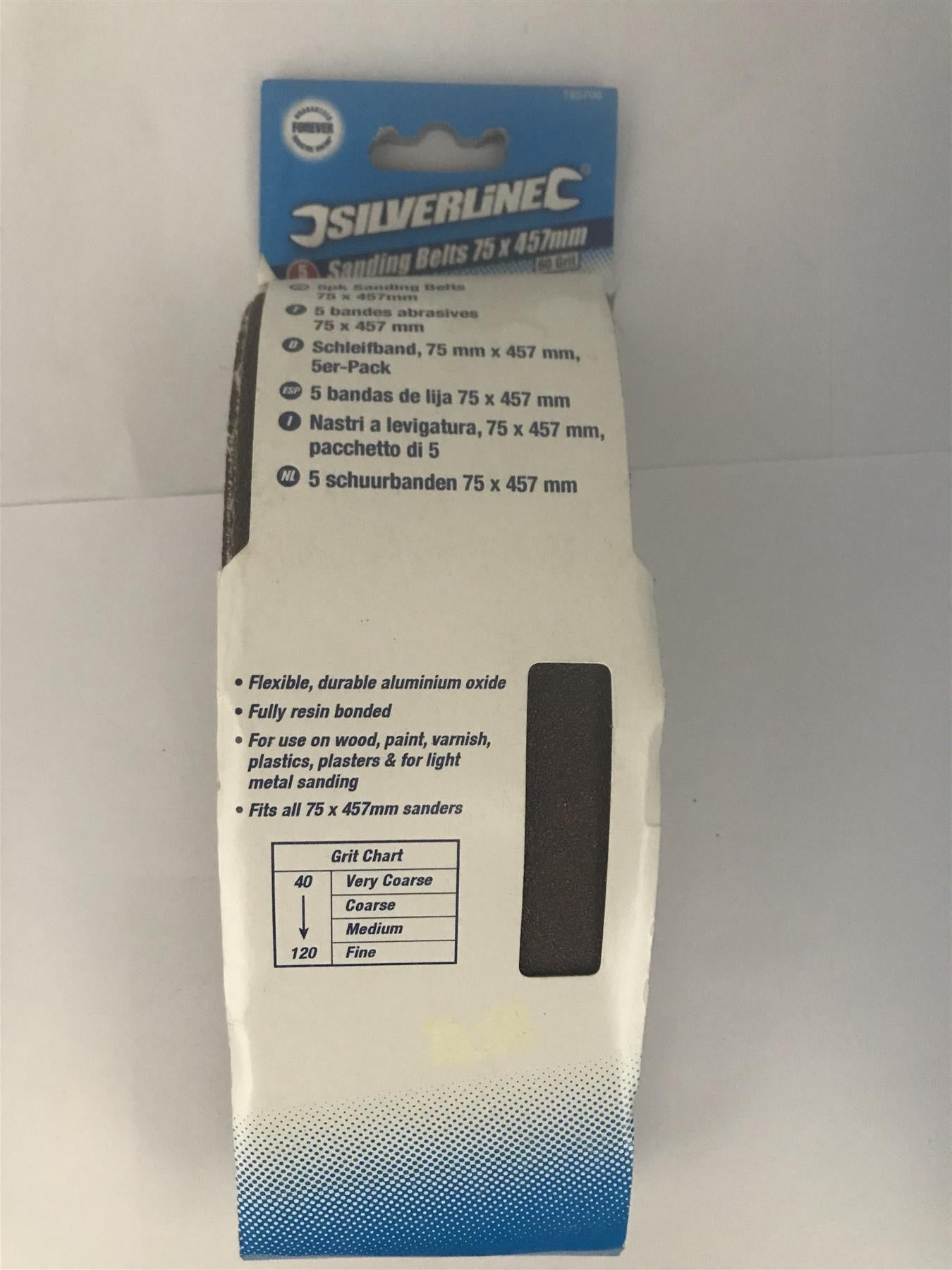 Silverline Sanding Belts 75 x 457 mm 5pk 60 Grit  185706
