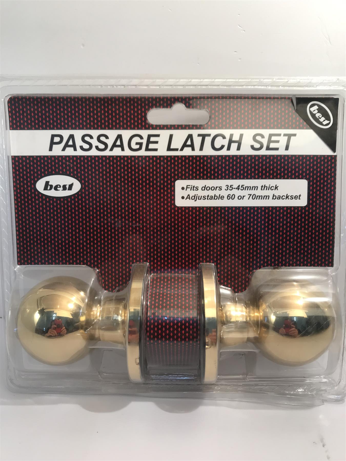 Passage Latch Door Knob Set Polished Brass 40863