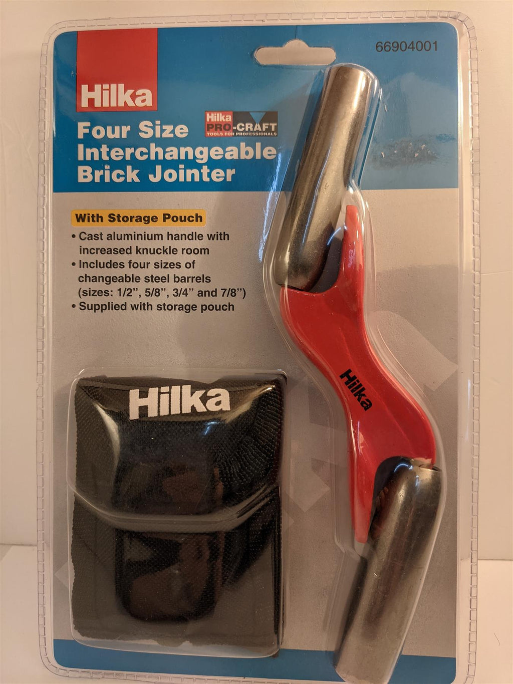 Hilka 4 Size Interchangeable Brick Jointer 1/2" 5/8" 3/4" 7/8" with Pouch