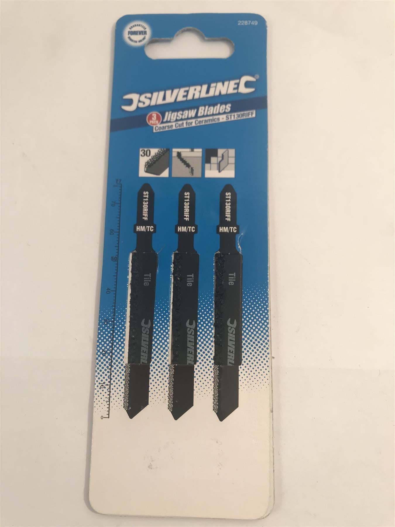 Silverline 3 Pack Jigsaw Blades Coarse Cut for Ceramics ST130RIFF 228749