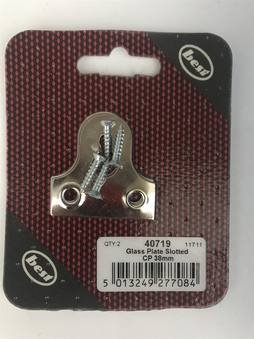 Best 38mm Glass Hanging Plate Slotted Chrome Plated  (2 Pk) 40719