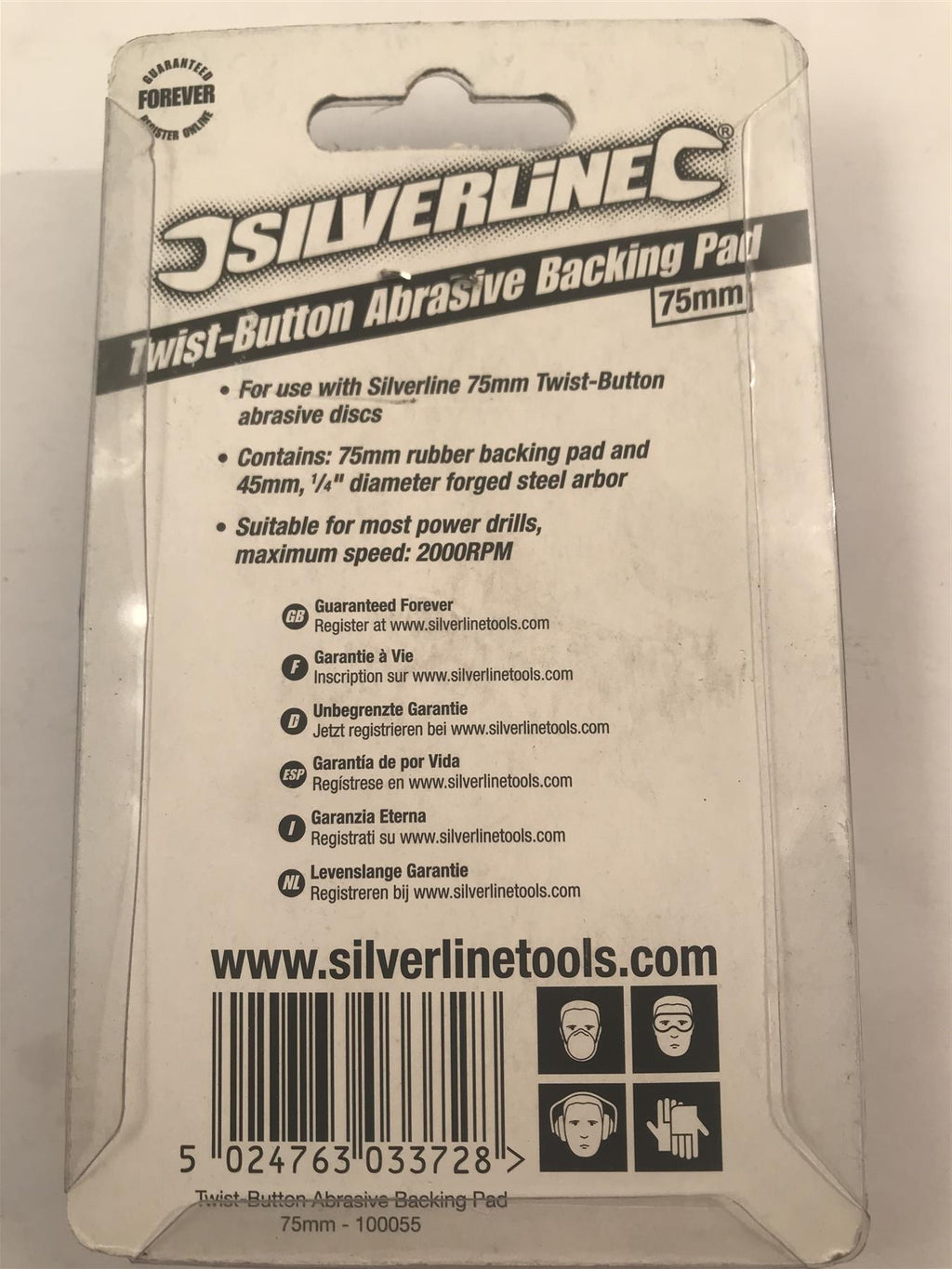 Silverline Twist-Button Abrasive Backing Pad 75mm  100055