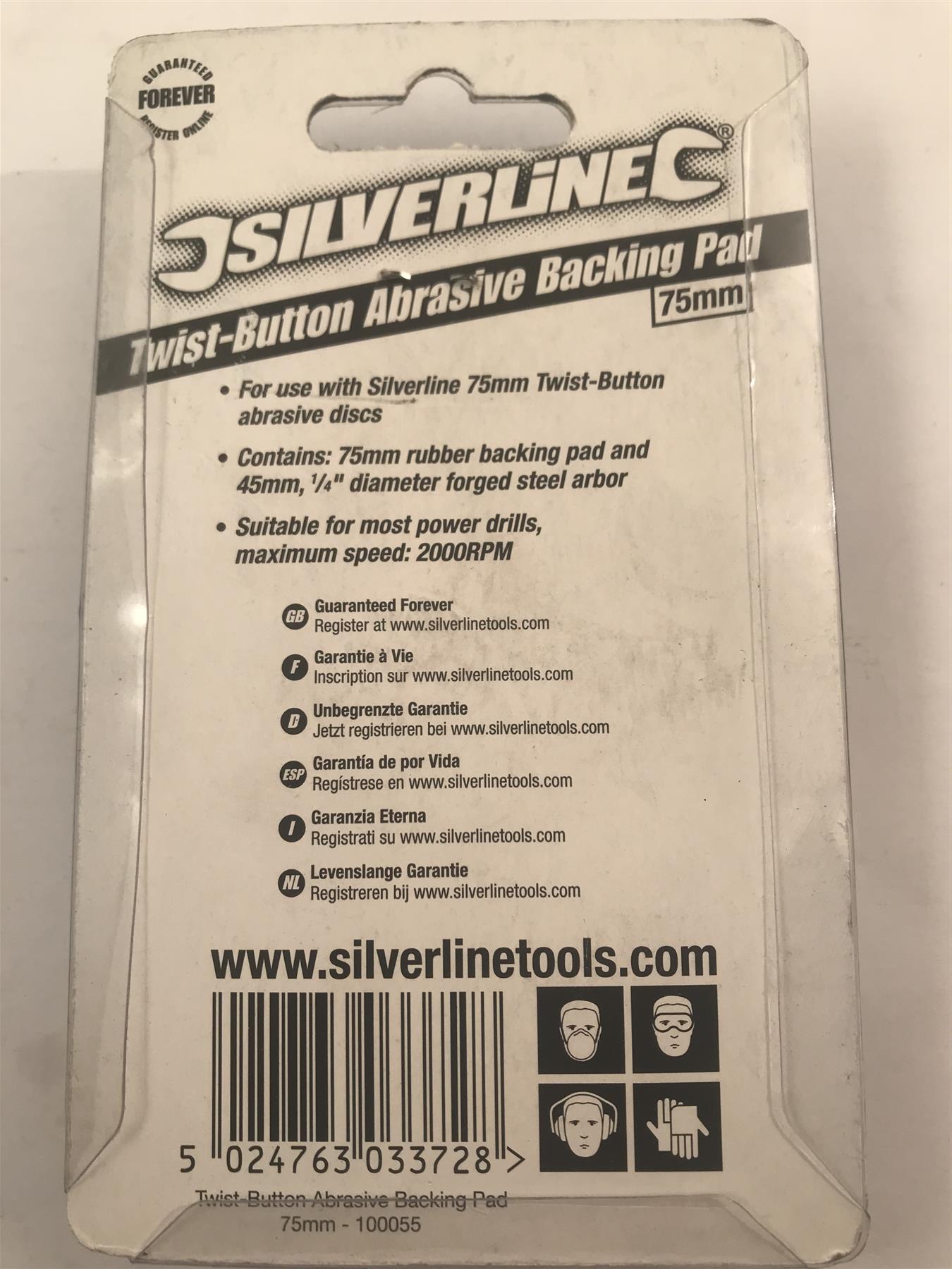 Silverline Twist-Button Abrasive Backing Pad 75mm  100055