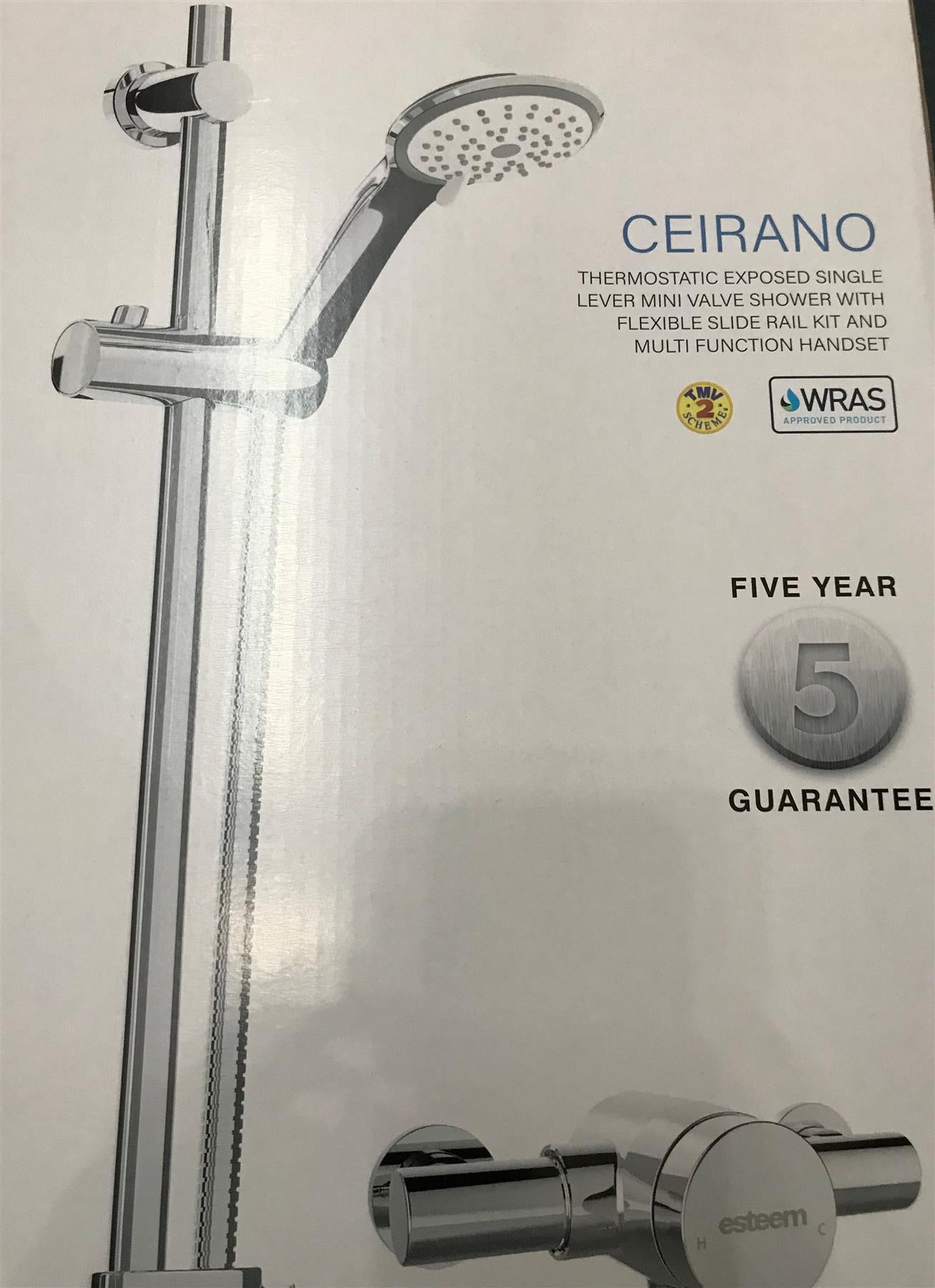 Esteem Ceirano Thermostatic Exposed Single Lever With Flexible Slide Rail Kit