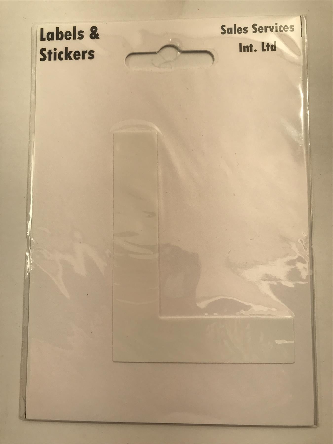 White Letter L Self  Adhesive Waterproof Sticker 8 x 6cm