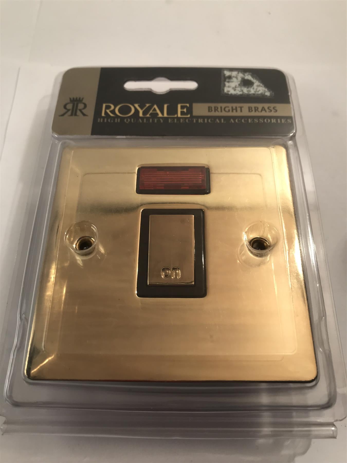 Royale 20A DP Switch & Neon Flat Plate Polished Brass  ZFBP17