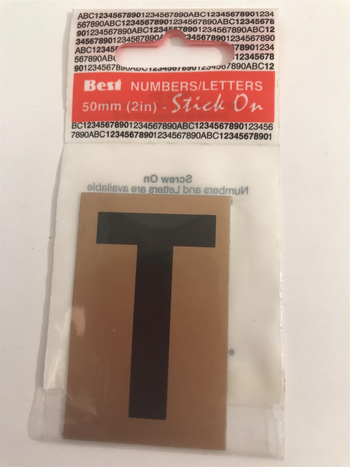 Best Gold/Black Letter T Self Adhesive 1" x 2"