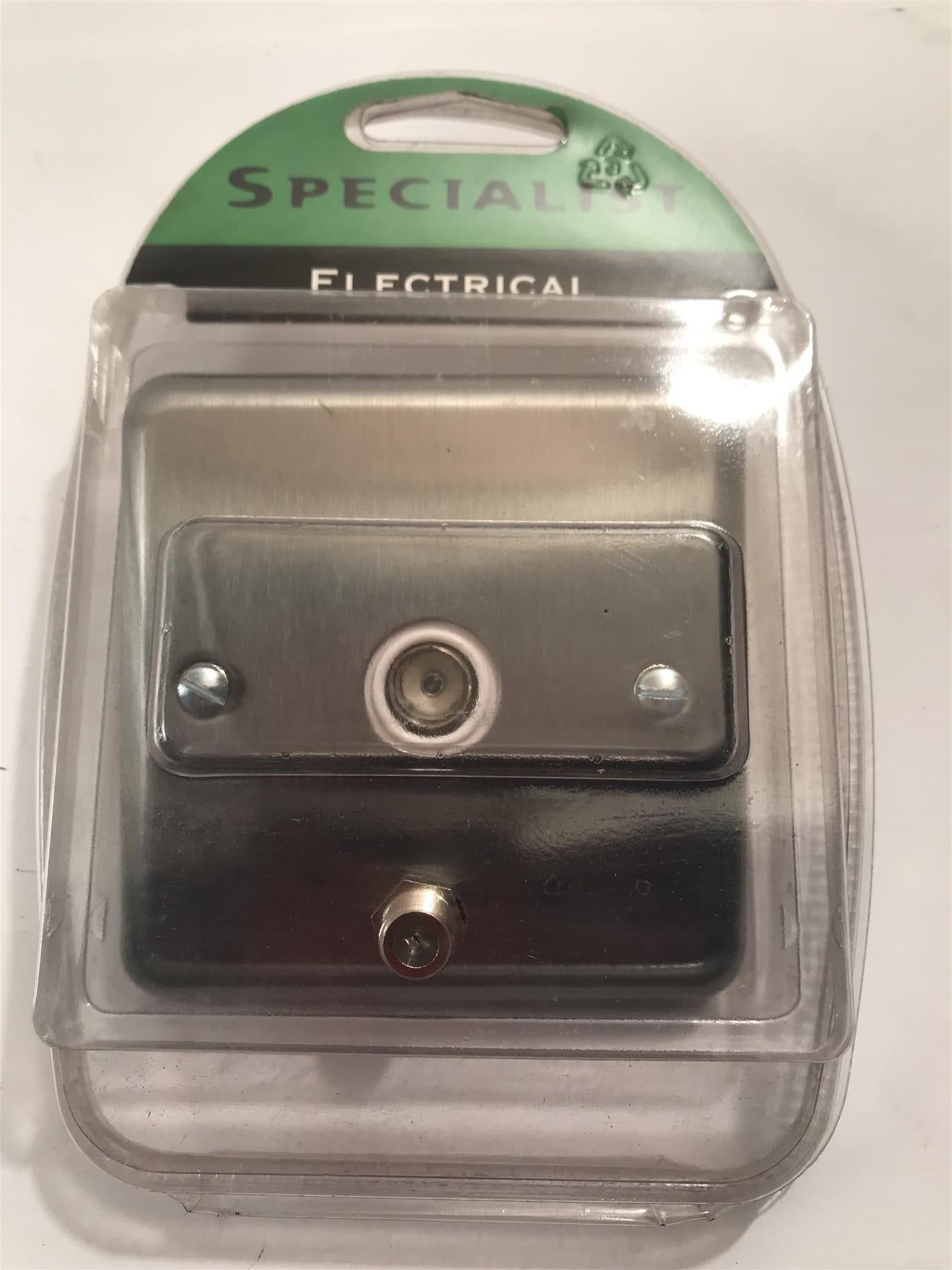 Specialist TV Satellite Socket Satin Chrome White Insert  SEMS33W