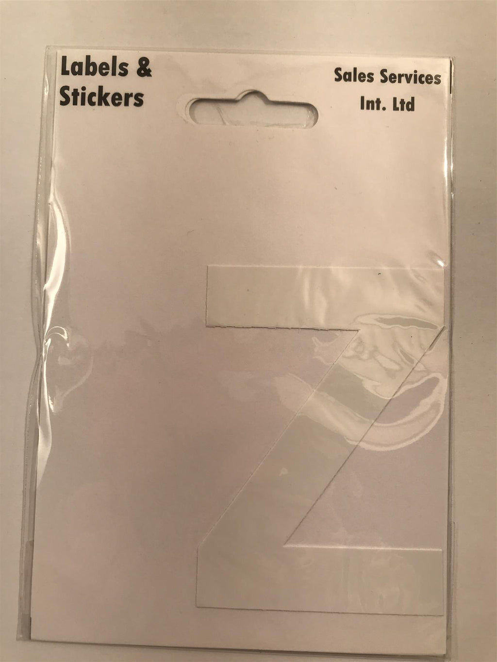 White Letter Z Self  Adhesive Waterproof Sticker 8 x 6cm