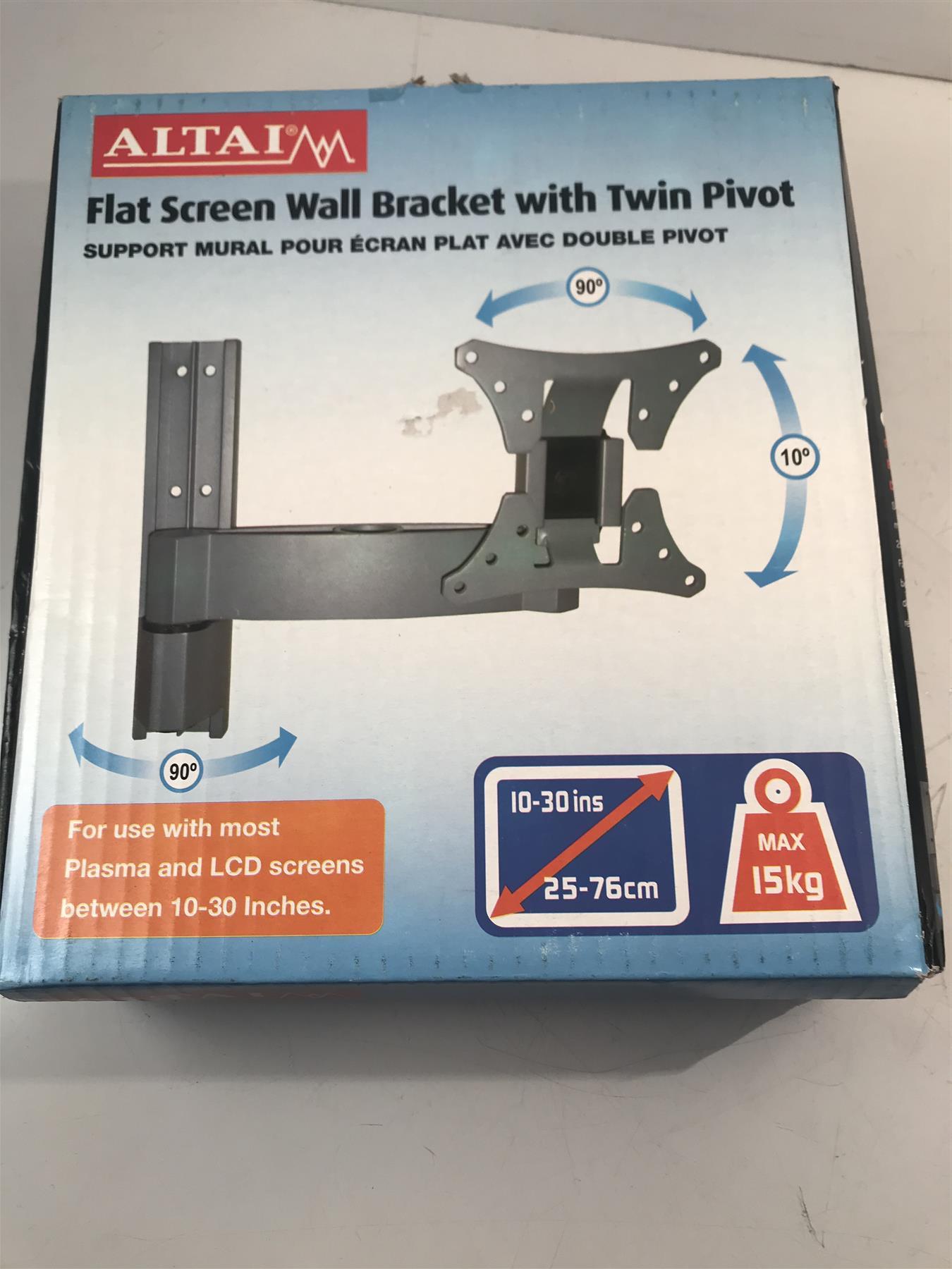 Altai Universal Flat Screen Wall Mount Bracket with Twin Pivot for Screens up to