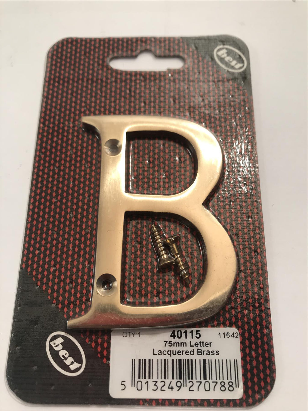 75mm 3"  Lacquered Brass Letter B  -  40115