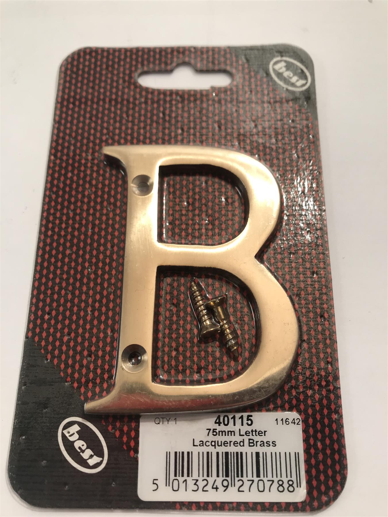 75mm 3"  Lacquered Brass Letter B  -  40115