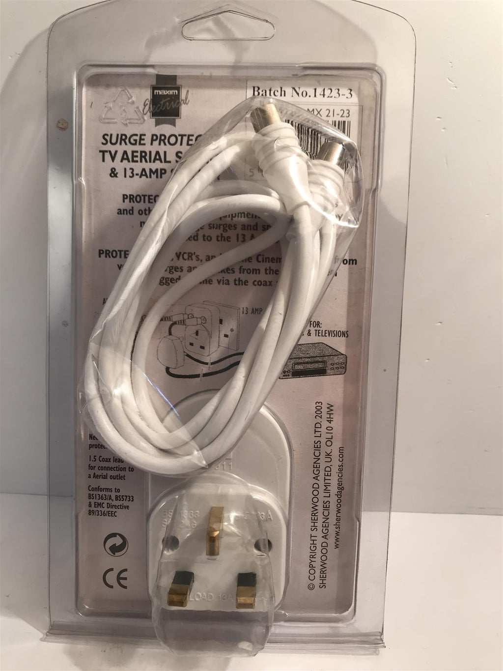 Surge Protected TV Aerial Socket & 13 Amp Socket  MX 21-23