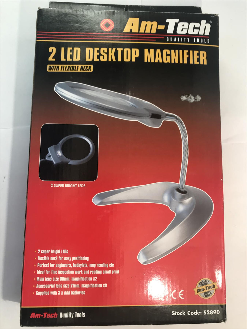 Am Tech 2 LED Desktop Magnifier with Flexible NeckS2890