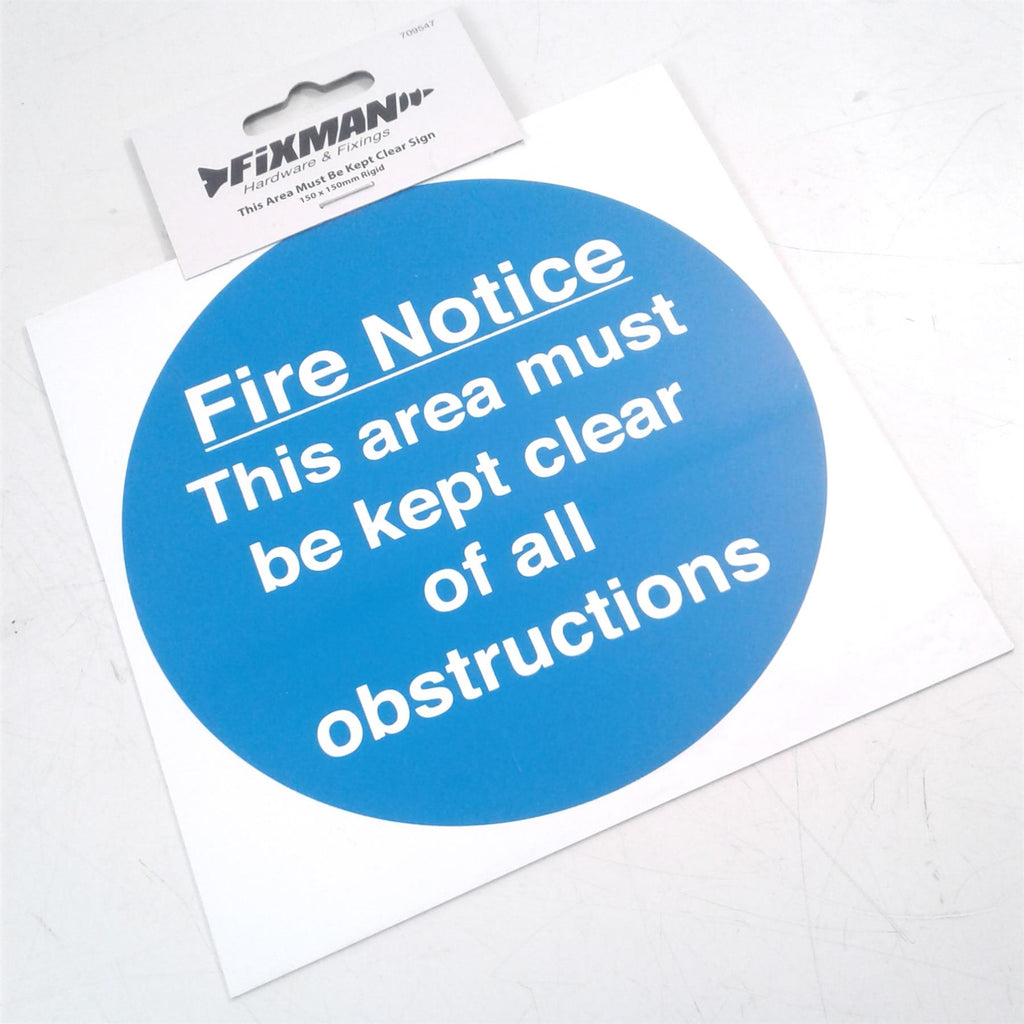 This Area Must Be Kept Clear Rigid Sign 150 x 150mm