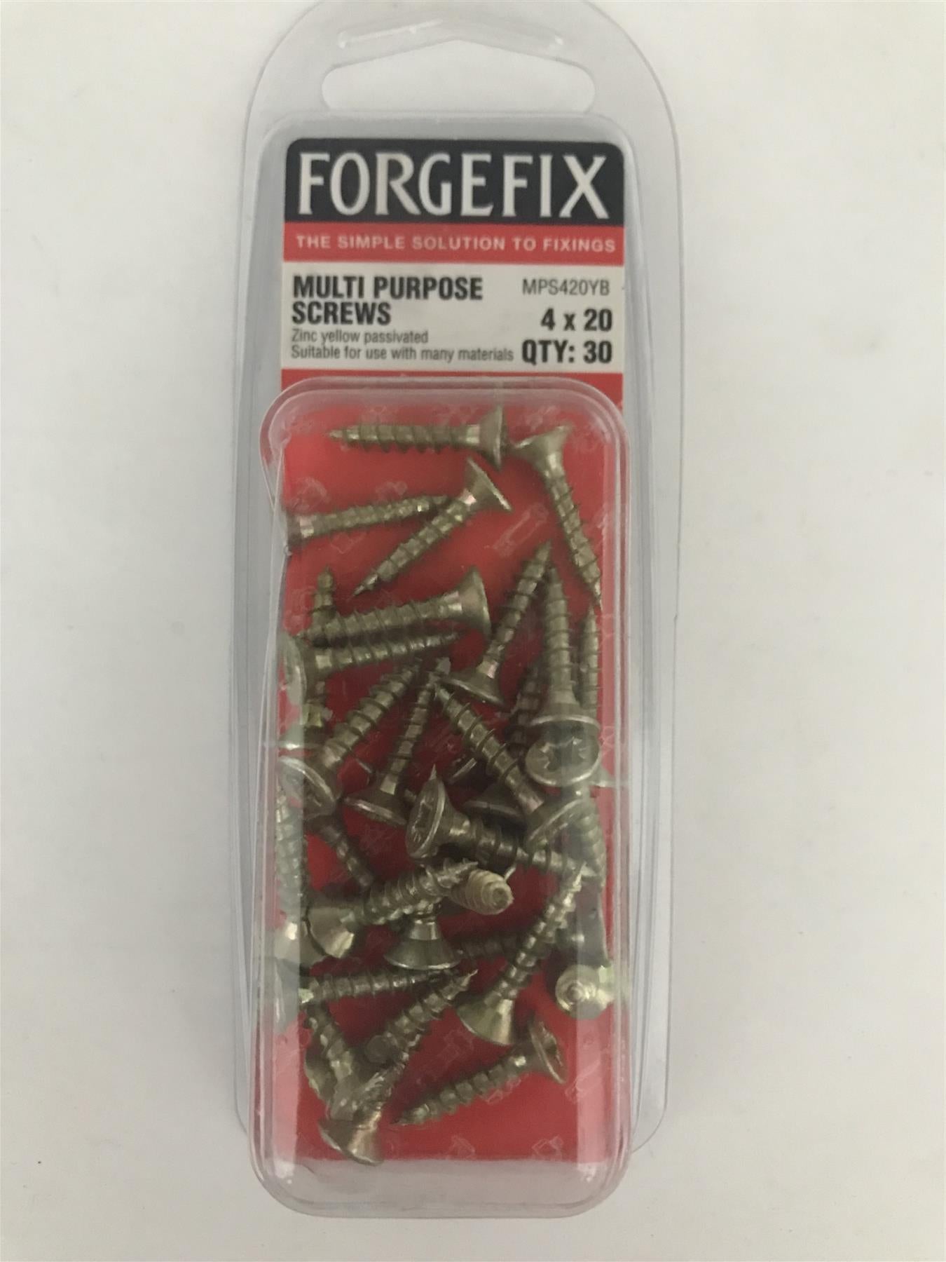 Forgefix 4 x 20 Multi-Purpose Screws  MPS420YB Pack 30