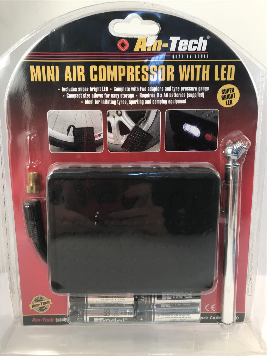 Amtech Mini Air Compressor with LED   V1370