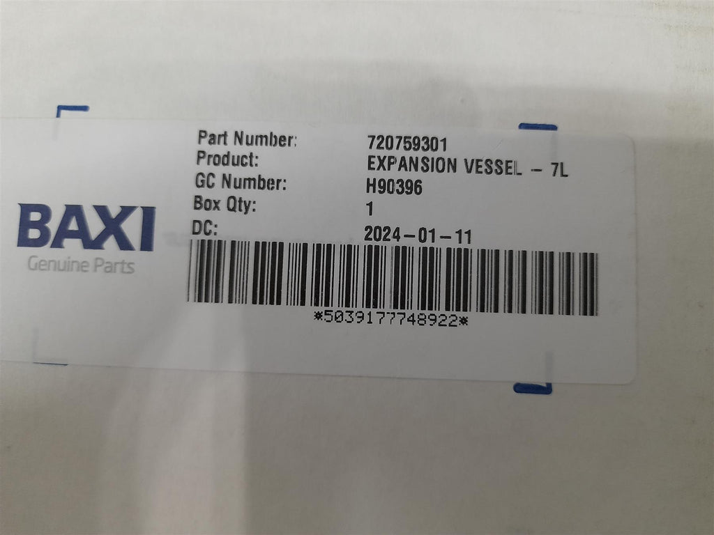 Baxi Neta-tec/Megaflo/EcoBlue/124/128 7L Expansion Vessel 720759301