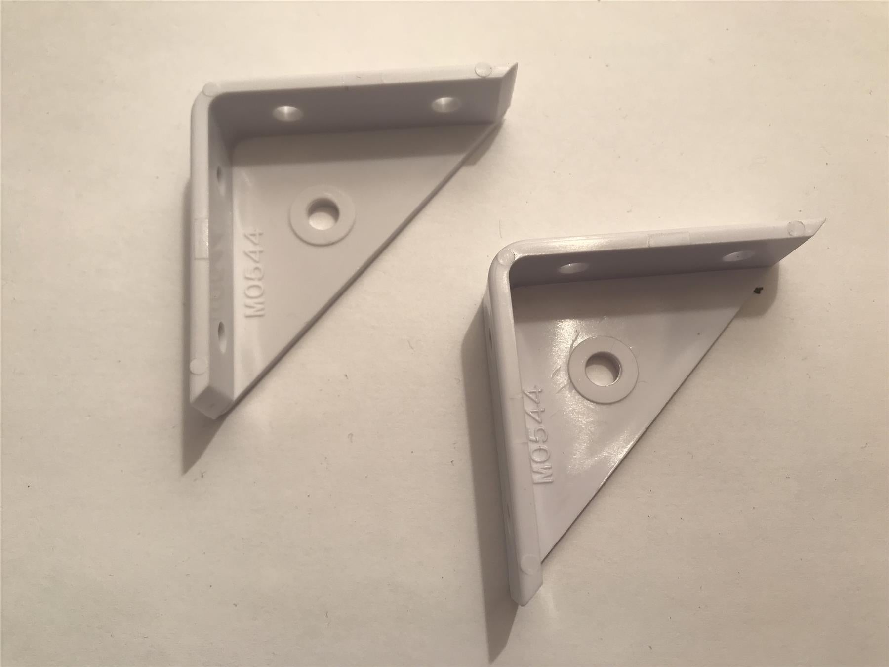 2 x White Plastic Corner Brace Brackets 50mm x 50mm