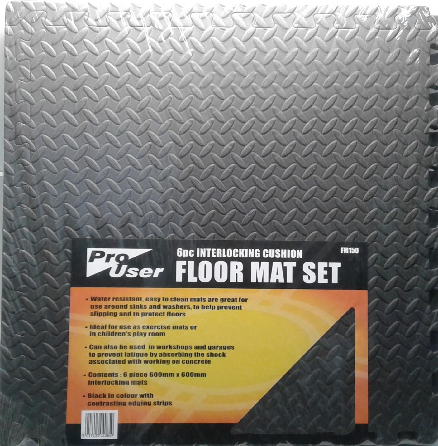 Pro User 6pc 600mm x 600mm  Interlocking Cushion Floor Mat Set