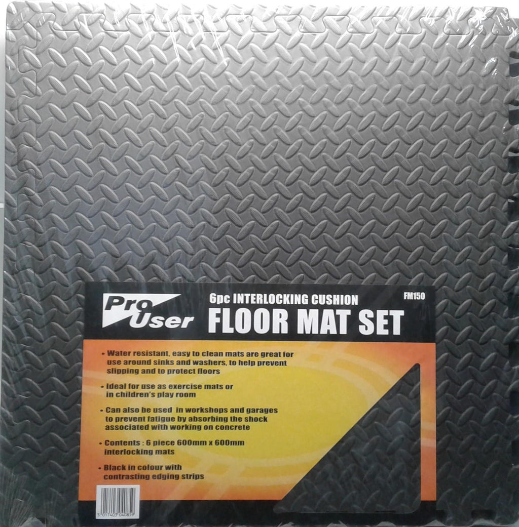 Pro User 6pc 600mm x 600mm  Interlocking Cushion Floor Mat Set